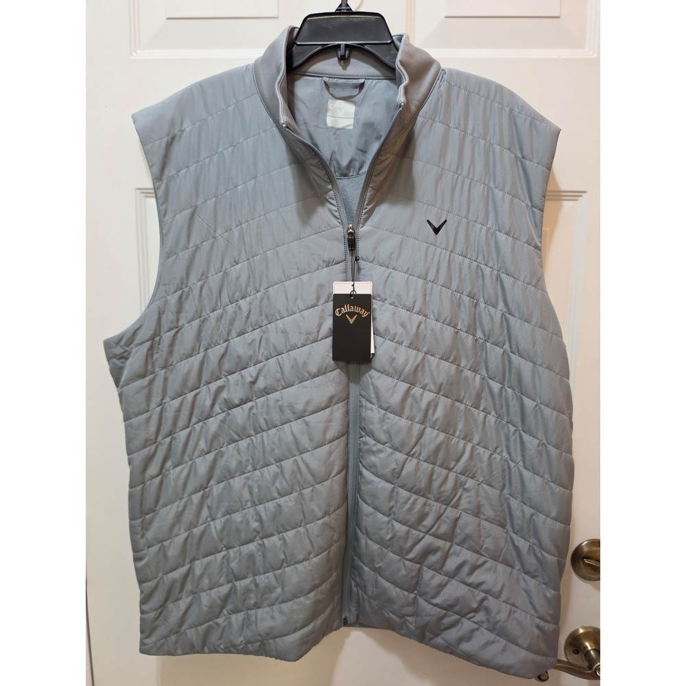 NWT Callaway Golf Men's Quilted Puffer Full Zip Vest Tradewinds Gray XXL 2XL